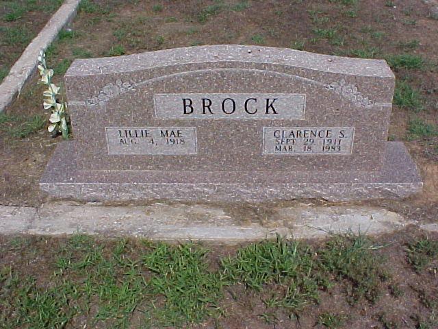 Tombstone of Clarence S. and Lillie Mae Brock