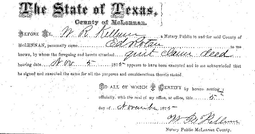 Notarized Attachment to Quit Claim Deed