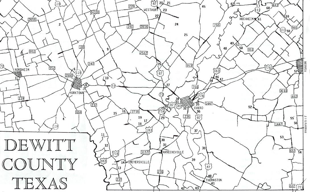 DeWitt County cemetery map, TXGenWeb