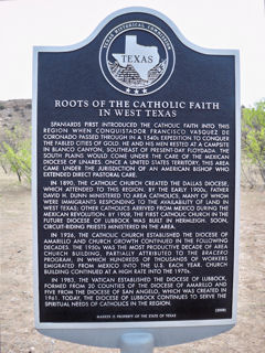 Historical Marker: Roots of the Catholic Faith in West Texas, Floyd County, Texas