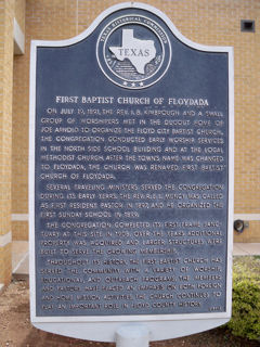 Historical Marker: First Baptist Church of Floydada, Floyd County, Texas