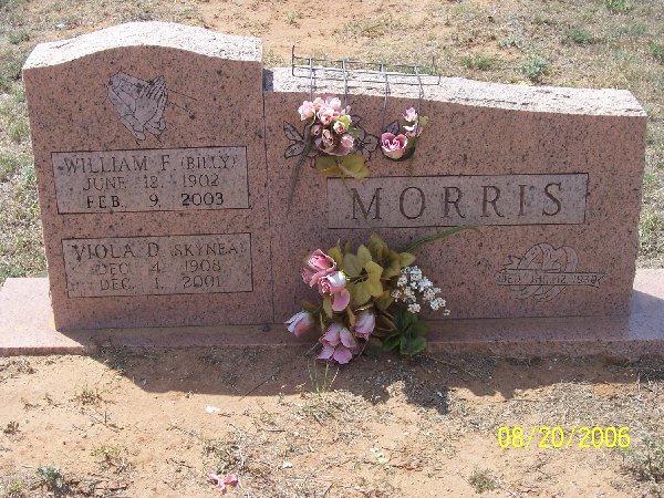 Tombstone of William F. Morris (1902-2003) and Viola D. Morris (1908-2001)