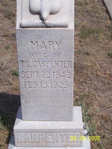 Tombstone of Mary Carpenter (1842-1925)