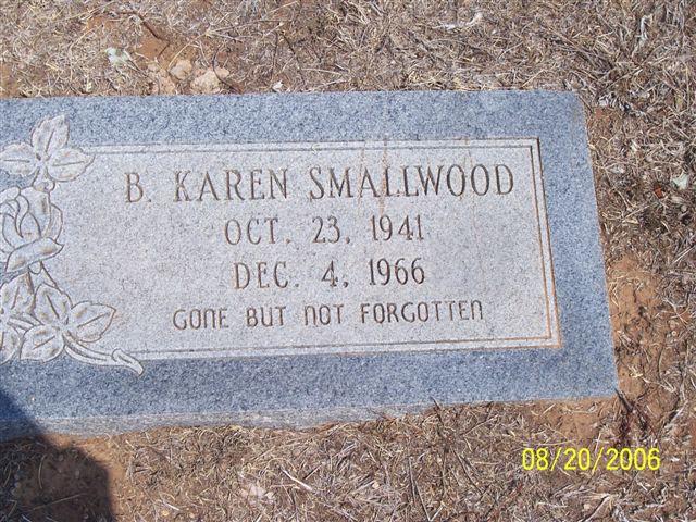 Tombstone of B. Karen Smallwood (1941-1966)