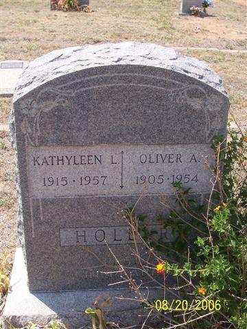 Tombstone of Oliver and Kathyleen Hollar