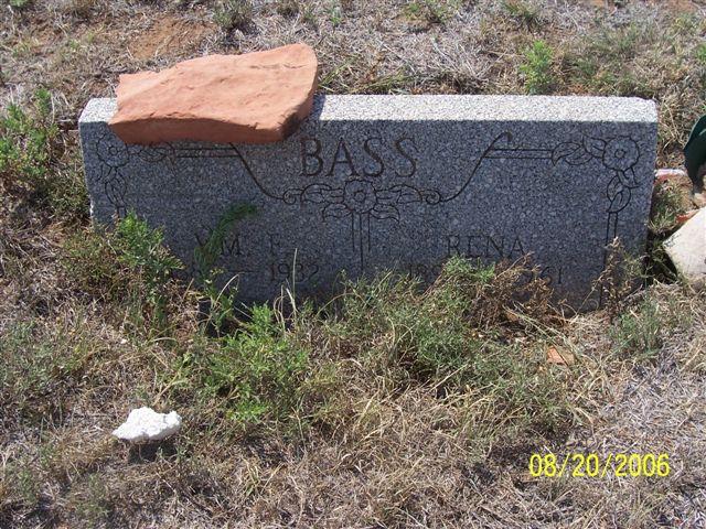Tombstone of William F. Bass (1885-1932) and Rena Bass (1894-1961)