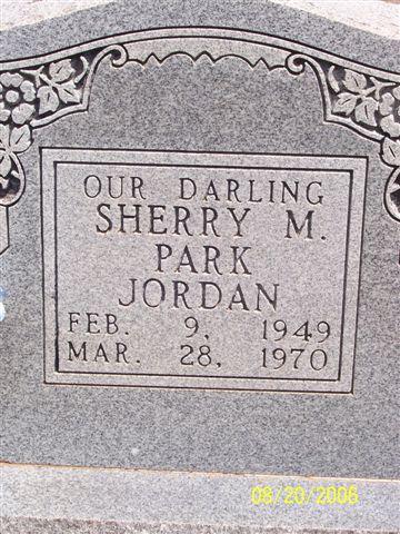 Tombstone of Sherry M. Park Jordan (1949-1970)