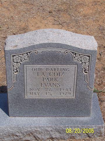 Tombstone of La Cotz Park Evans (1943-1979)