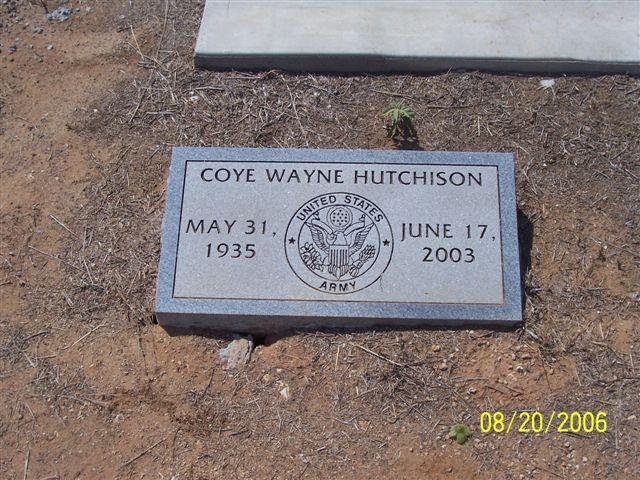 Marker of Coye Wayne Hutchison (1935-2003)