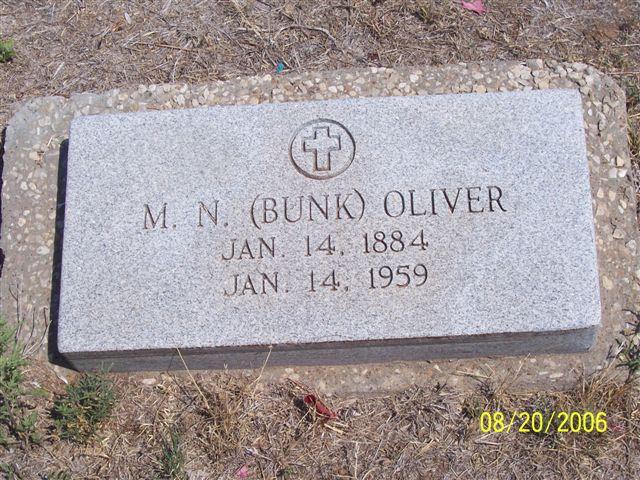Tombstone of M. N. Oliver (1884-1959)
