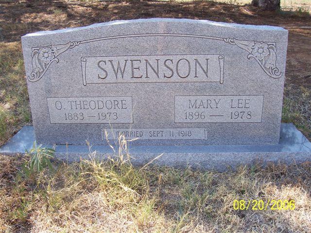Tombstone of O. Theodore Swenson (1883-1973) and Mary Lee Swenson (1896-1978)