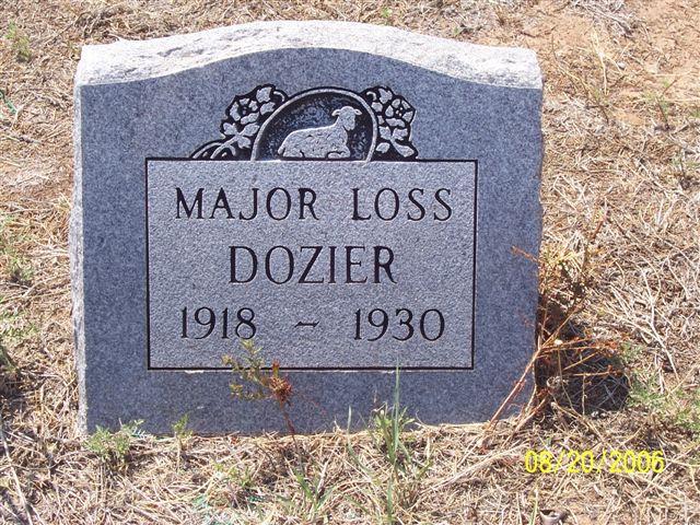 Tombstone of Major Loss Dozier (1918-1930)