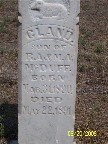 Tombstone of Gland McDuff (1890-1891)
