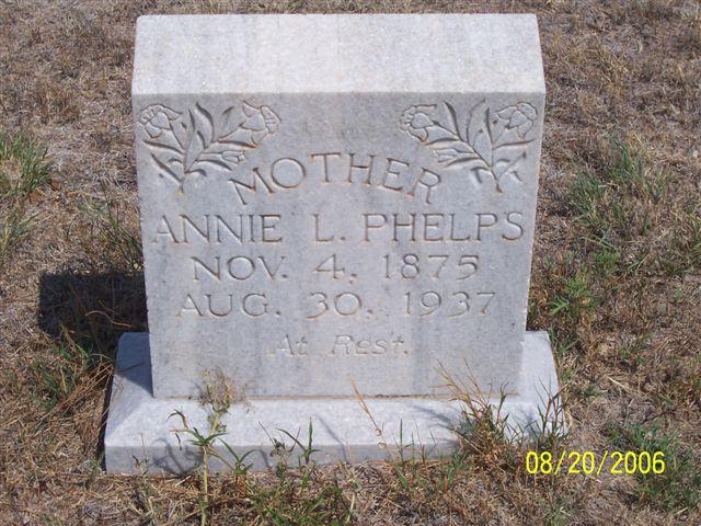 Tombstone of Annie L. Phelps (1875-1937)