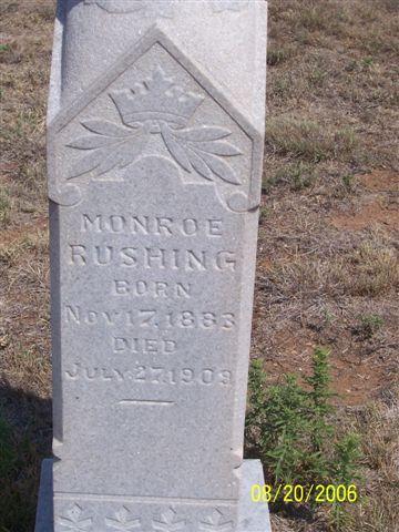 Tombstone of Monroe Rushing (1883-1909)