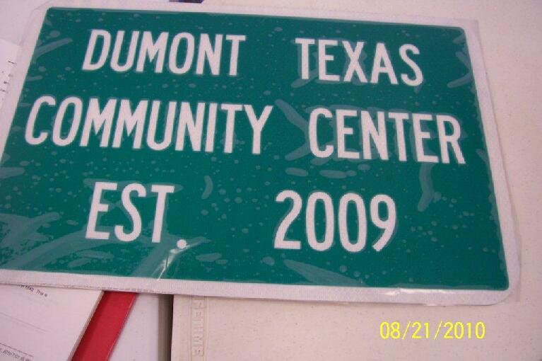 Dumont Community Center Sign