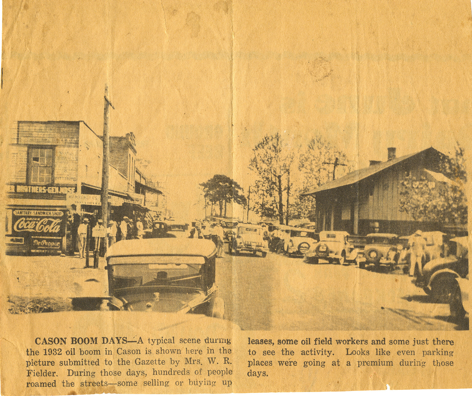 Downtown Cason in 1932, Morris County, Texas