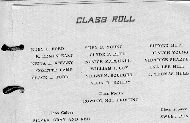 Keepsake, Class of 1929, Gary High School, Panola County, Texas