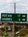 Rotan/Hobbs mileage sign