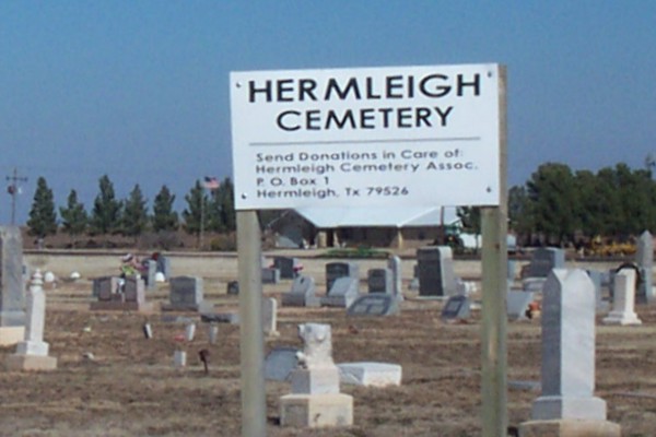 View of cemetery sign