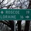 Roscoe/Loraine signpost
