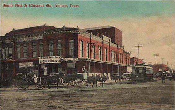 Postcard, South 1st & Chestnut, Abilene, Taylor County, TXGenWeb