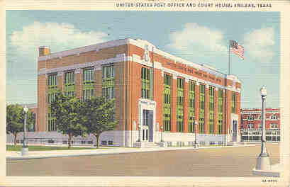Postcard, United States Post Office and Federal Courthouse, Abilene, Texas, 1940