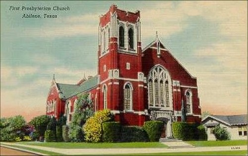 Postcard, First Presbyterian Church, Abilene, Taylor County, TXGenWeb