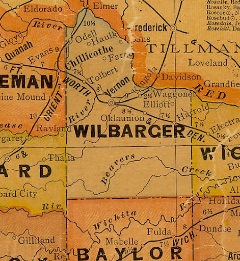 Map of Wilbarger County TX